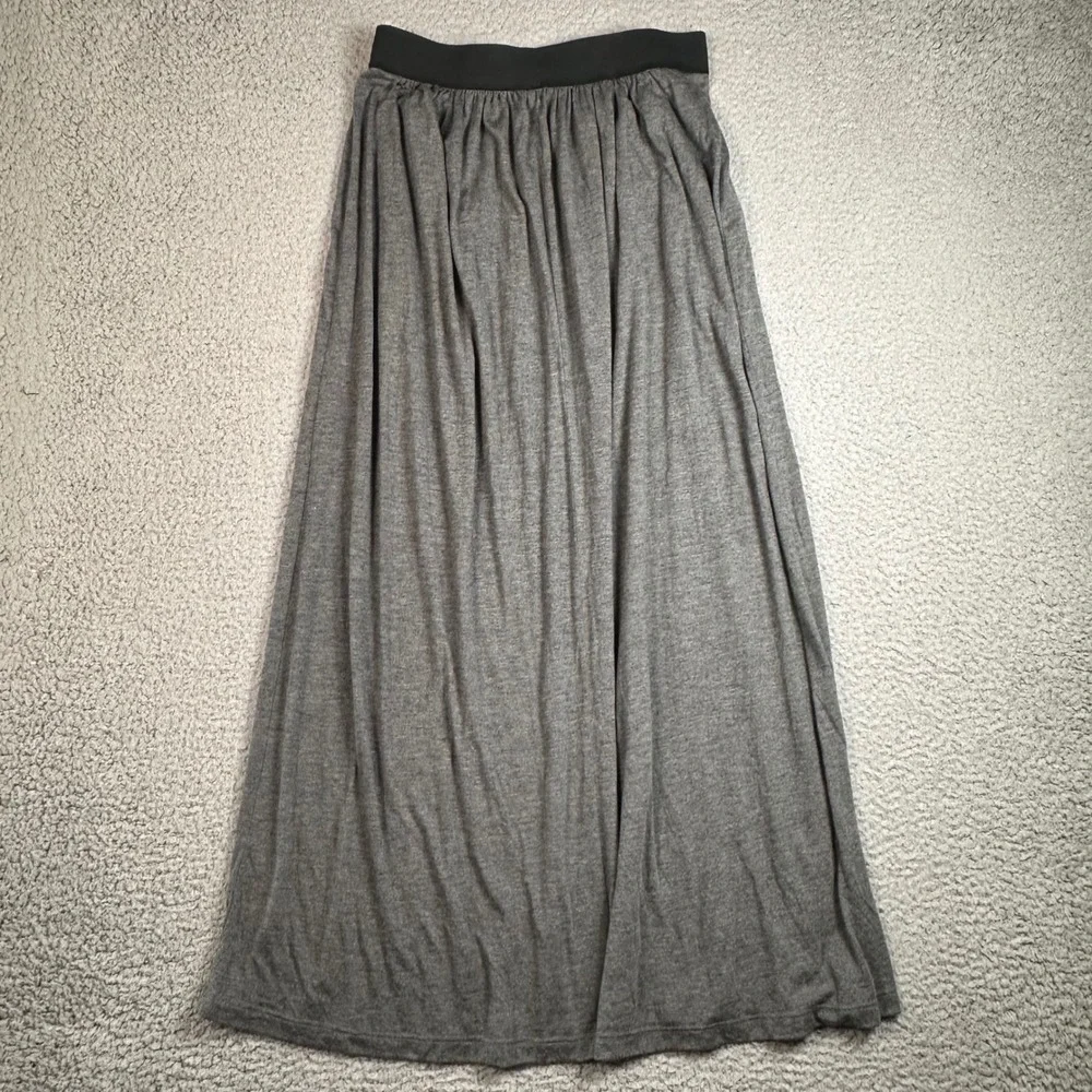 Peruvian Connection Modal Maxi Skirt Women Large Gray Knit Pockets Elastic Waist